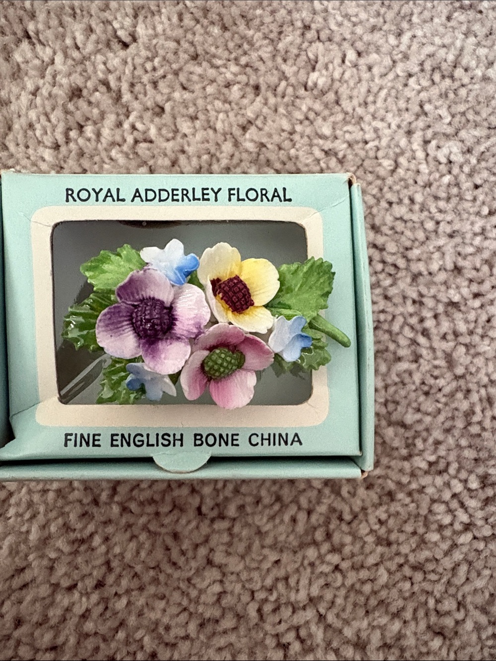 Royal Adderley Multicolor Bone China Floral Brooch
